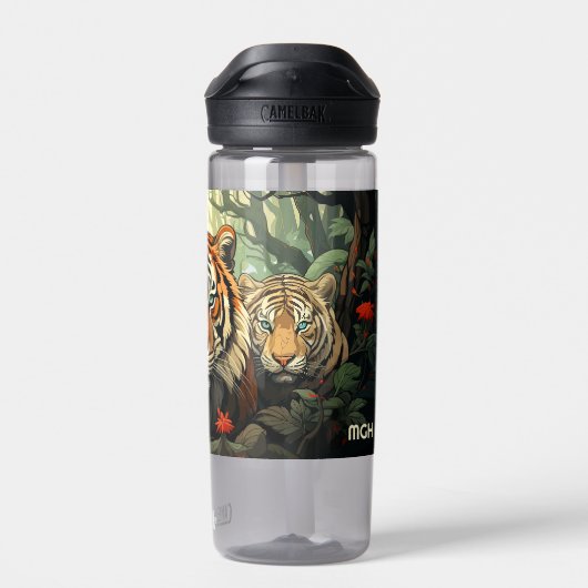 カスタムモノグラムタイガースイラストレーション ウォーターボトル (背面)