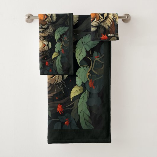 カスタムモノグラムタイガースイラストレーション バスタオルセット (インサイチュ)