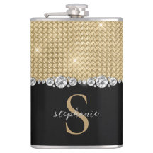 カスタムモノグラムダイアモンド金ゴールドブラックエレガントラグジュアリ