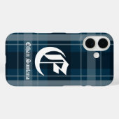 カスタムモノグラムダークブループレイド Case-Mate iPhoneケース (裏面 (横))