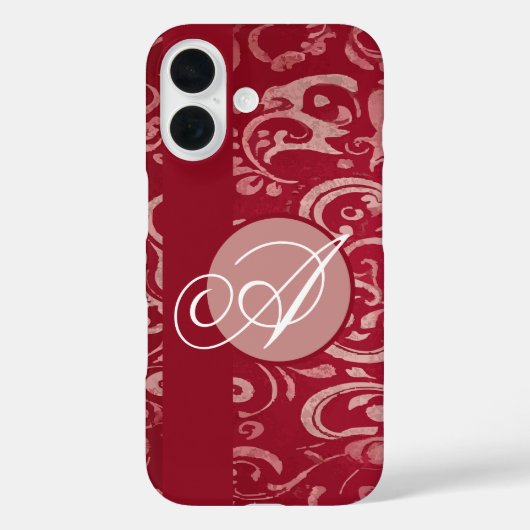 カスタムモノグラムダークレッド装飾フローラ Case-Mate iPhoneケース (裏面)