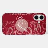 カスタムモノグラムダークレッド装飾フローラ Case-Mate iPhoneケース (裏面 (横))