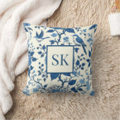 カスタムモノグラムチノワセリーブルーとホワイト クッション (ブランケット)