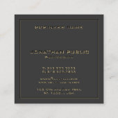 カスタムモノグラムテンプレートブエレガントラック&金ゴールド スクエア名刺 (裏面)