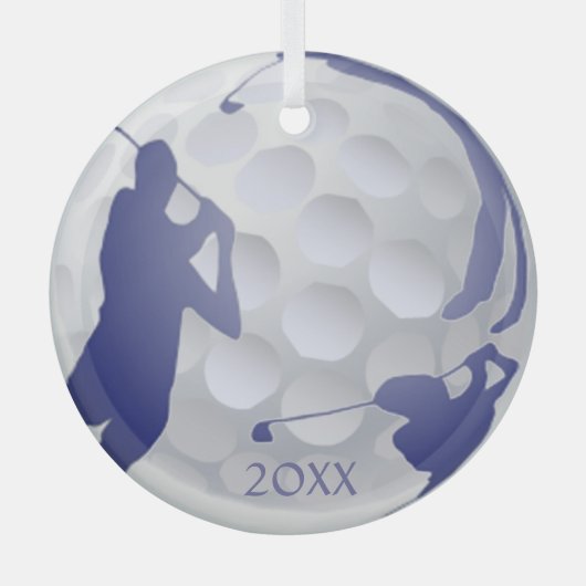 カスタムモノグラムデイトゴルフスポーツホビー ガラスオーナメント (正面)