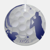 カスタムモノグラムデイトゴルフスポーツホビー ガラスオーナメント (裏面)