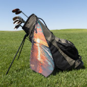 カスタムモノグラムトロピカルビーチサンセット ゴルフタオル (グリーン)