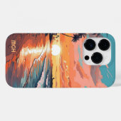 カスタムモノグラムトロピカルビーチサンセット Case-Mate iPhoneケース (裏面 (横))