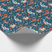 カスタムモノグラムネイビーブルーロブスタークリスマス ラッピングペーパー (角)