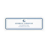 カスタムモノグラムネイビーブルー縁ど住所 シール (正面)