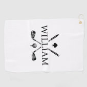 カスタムモノグラムネームゴルフクラブエースゴルフボール ゴルフタオル (横)