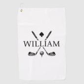 カスタムモノグラムネームゴルフクラブエースゴルフボール ゴルフタオル (正面)