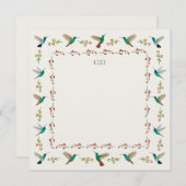 カスタムモノグラムハミングバ縁どード ノートカード (正面/裏面)