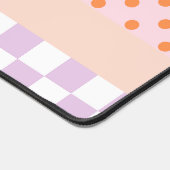 カスタムモノグラムパステル水玉模様薄紫チェックギフト デスクマット (コーナー)