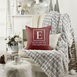 カスタムモノグラムピンクと紫フローラ植物学 クッション