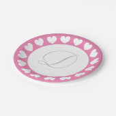 カスタムモノグラムピンクハート紙パーティープレート ペーパープレート (アングル)