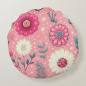 カスタムモノグラムピンク魅惑開花 ラウンドクッション (裏面)