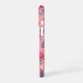 カスタムモノグラムピンク魅惑開花 iPhone 16ケース (左側面)