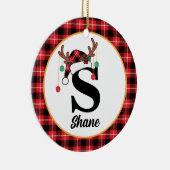 カスタムモノグラムファミリークリスマスプレッドサンタハット セラミックオーナメント (右)