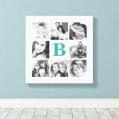 カスタムモノグラムファミリーフォトコラージュキャンバス キャンバスプリント (インサイチュ (ウッドフロア))