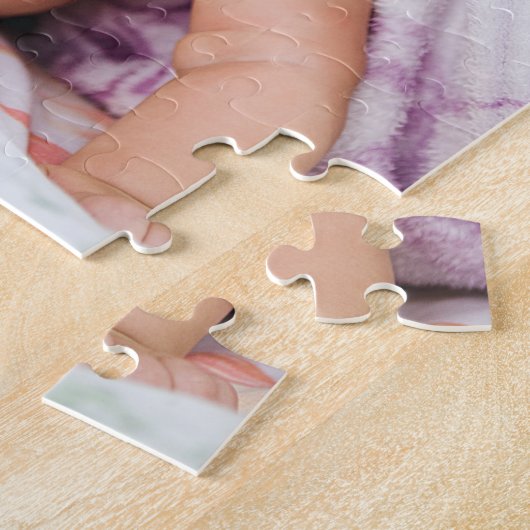 カスタムモノグラムファミリーフォトコラージュブラックハート ジグソーパズル (側面)