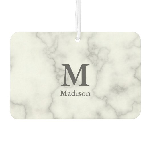 カスタムモノグラムフェイクオンホワイトマーブル カーエアーフレッシュナー (裏面)