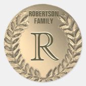 カスタムモノグラムフェイクゴールドフォイルファミリー ラウンドシール (正面)