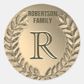 カスタムモノグラムフェイクゴールドフォイルファミリー ラウンドシール