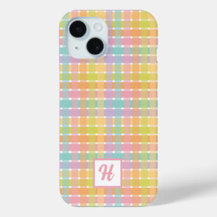 カスタムモノグラムフェミニンカラフルパタストライプのーン iPhone 15ケース