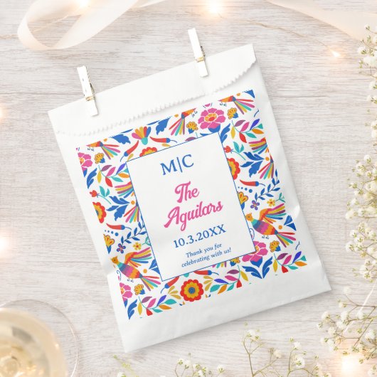 カスタムモノグラムフォークアートフローラフィエスタ結婚ズ フェイバーバッグ (クリップ留めされた状態)