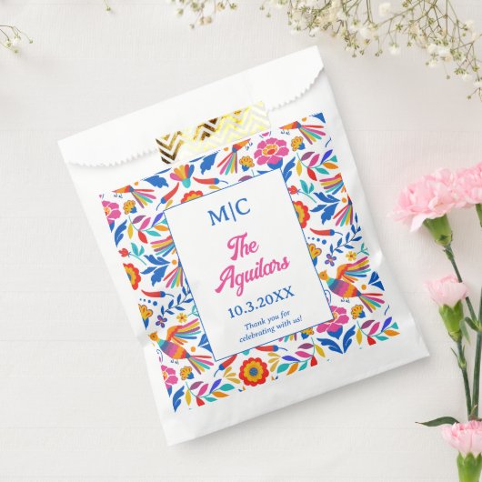 カスタムモノグラムフォークアートフローラフィエスタ結婚ズ フェイバーバッグ (封をした状態)