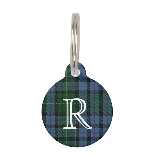 カスタムモノグラムフォーサイスプレイドドッグラベル ペット　ネームタグ (正面)