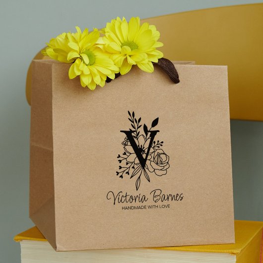 カスタムモノグラムフラワーズハンドメイドビジネス ラバースタンプ