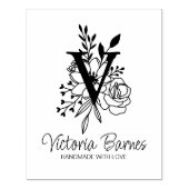 カスタムモノグラムフラワーズハンドメイドビジネス ラバースタンプ (インプリント)