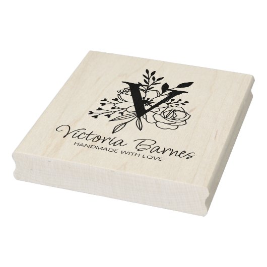 カスタムモノグラムフラワーズハンドメイドビジネス ラバースタンプ (スタンプ)