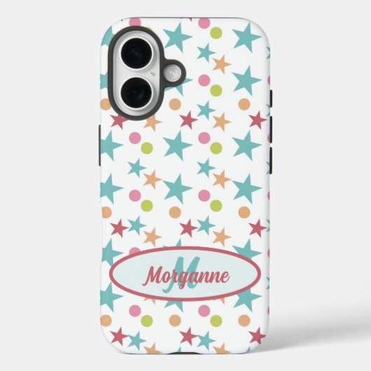 カスタムモノグラムブライトパステル陽気パターン Case-Mate iPhoneケース (裏面)