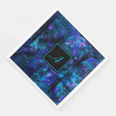 カスタムモノグラムブラックブルー抽象芸術誕生日 (コーナー)