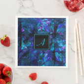 カスタムモノグラムブラックブルー抽象芸術誕生日 (インサイチュ)