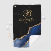 カスタムモノグラムブラック金ゴールドネイビーアゲテゲード ゴルフタオル (インサイチュ)