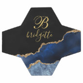 カスタムモノグラムブラック金ゴールドネイビーアゲテゲード サッカーボール (フラット)