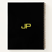 カスタムモノグラムブラック金ゴールド名テンプレート ノートブック (裏面)