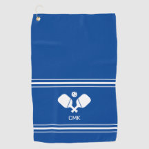 カスタムモノグラムブルー白ピックボール汗タオル