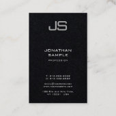 カスタムモノグラムプレミアムブラックテンプレート垂直 名刺 (裏面)