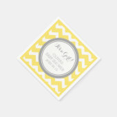 カスタムモノグラムベビーシャワーイエローグレーナプキン スタンダードカクテルナプキン (角)