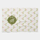 カスタムモノグラムホリークリスマスキッチンタオル キッチンタオル (横)