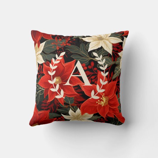 カスタムモノグラムポインセチアフローラ クッション (裏面)