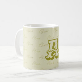 カスタムモノグラムマグカップ(お名前とイニシャル入り) コーヒーマグカップ