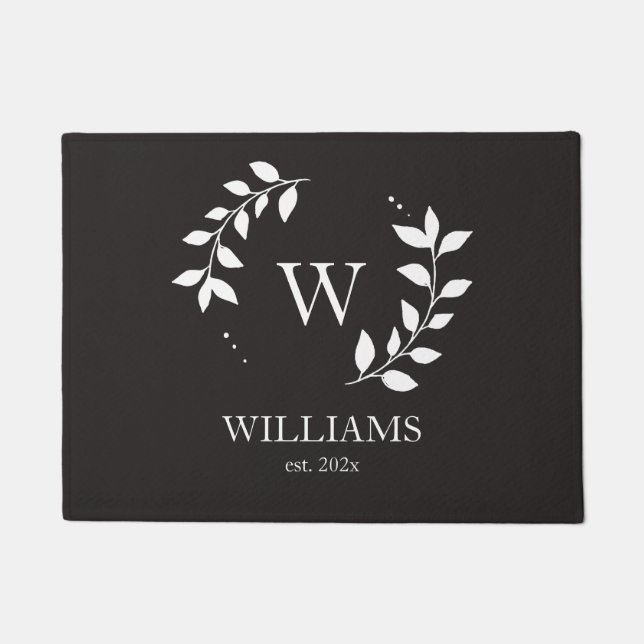 カスタムモノグラムモダンエレガントイニシャルニューハウス ドアマット (正面)