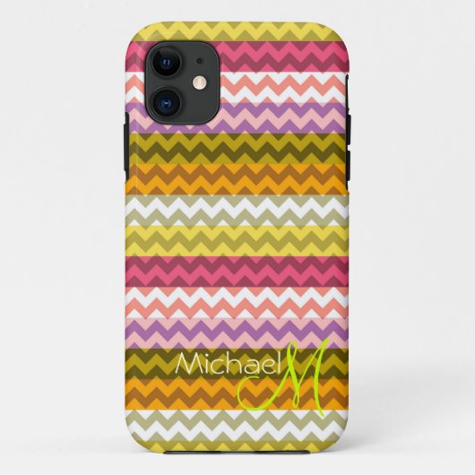 カスタムモノグラムモダンシボロンジグザグ7 Case-Mate iPhoneケース (裏面)