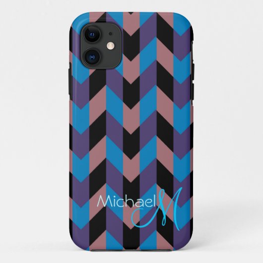 カスタムモノグラムモダンシボロンジグザグ8 Case-Mate iPhoneケース (裏面)